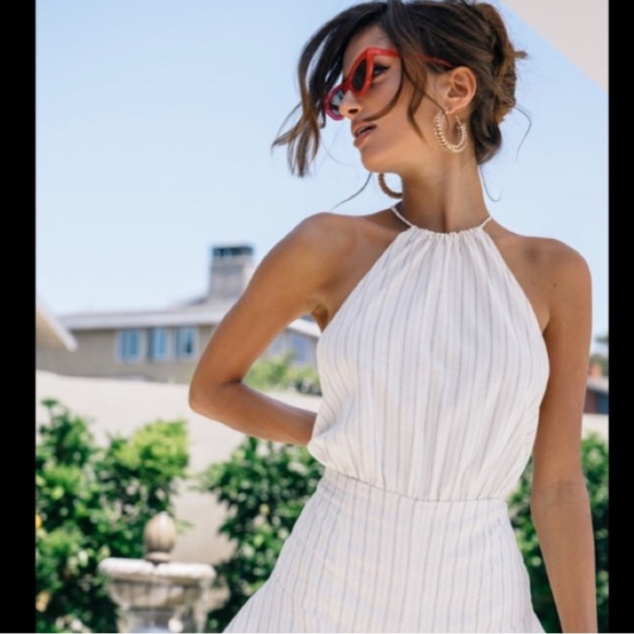 Stone cold fox Romeo Linen Romper in Pinstripe XS/1 - Picture 7 of 7